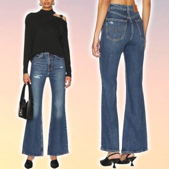 NWT LEVI'S Premium 70's High Flare Women's Jeans Sz 25 Take It Out - Picture 1 of 11